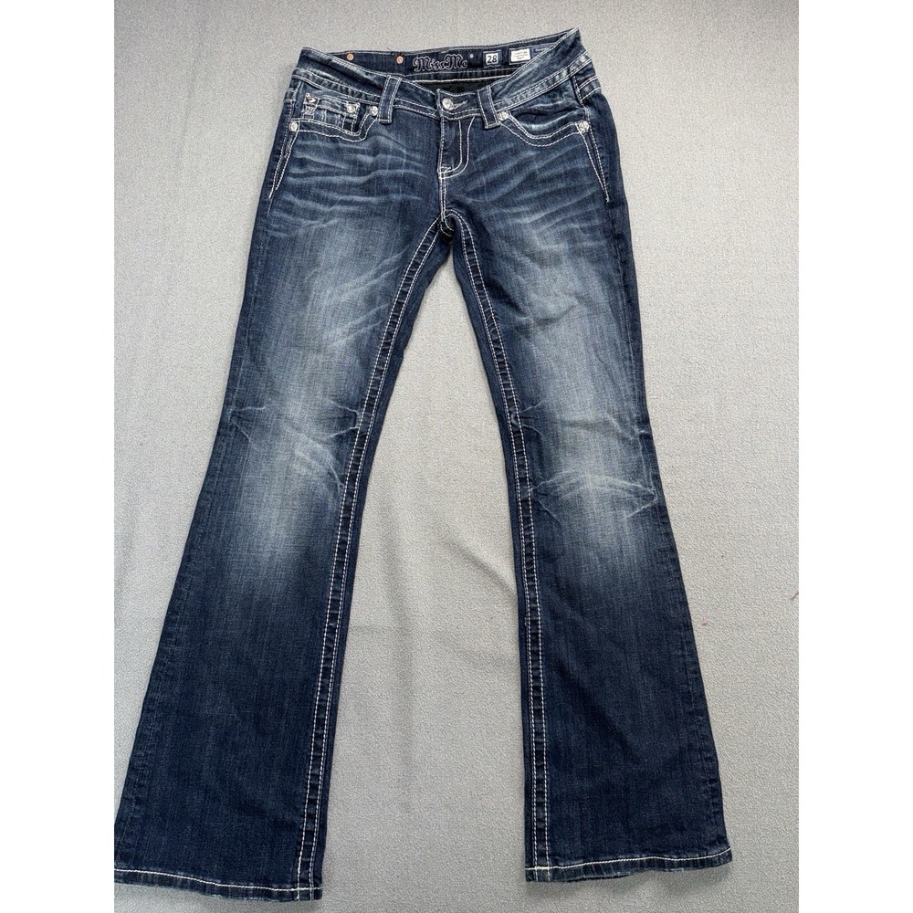 Miss Me Bootcut Jeans Womens 28 Dark Wash Embellished Mid Rise -